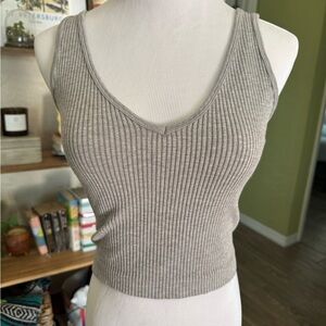 Free People Gray Ribbed Crop Tank Top